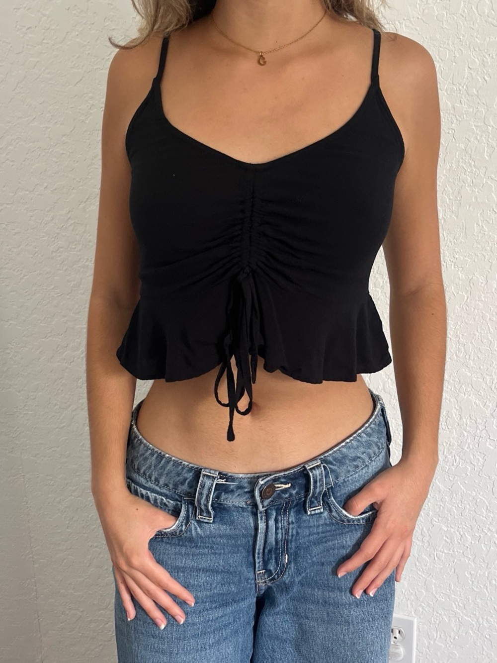 wild fable Black Ruched Drawstring Cami